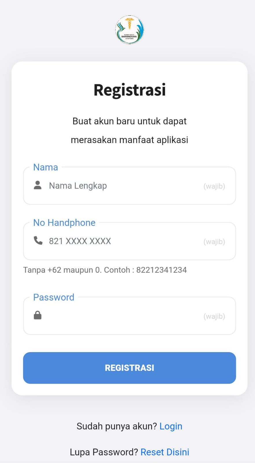 Tampilan Registrasi Online